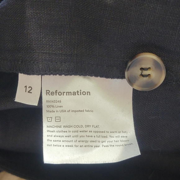 NEW Reformation 12 Sterling High Rise Black Linen Patch Flap Pocket Shorts - Picture 10 of 11